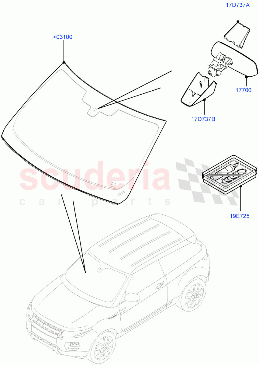 Windscreen/Inside Rear View Mirror (Changsu (China)) ((V) FROMEG000001, (V) TOGG134737) of Land Rover Land Rover Range Rover Evoque (2012-2018) [2.0 Turbo Petrol GTDI]