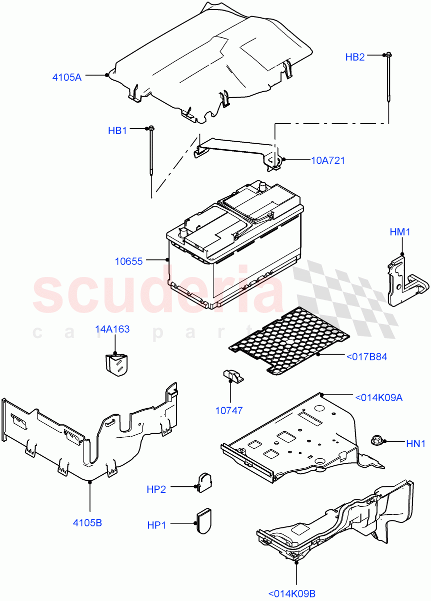Battery And Mountings (LH) (RHD) ((V) FROMEA000001) of Land Rover Land Rover Discovery 4 (2010-2016) [3.0 DOHC GDI SC V6 Petrol]