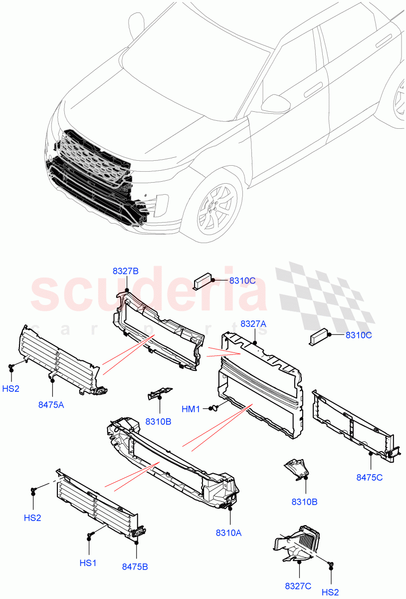 Air Deflectors (Changsu (China)) of Land Rover Land Rover Range Rover Evoque (2019+) [1.5 I3 Turbo Petrol AJ20P3]