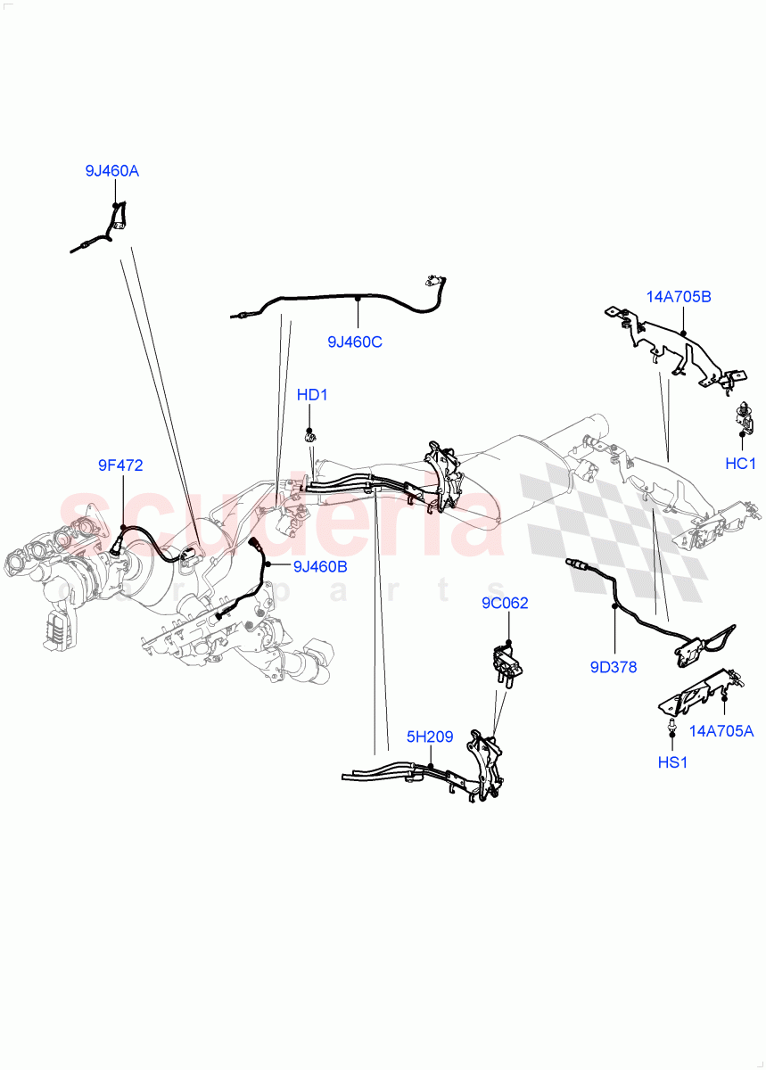 Exhaust System (Exhaust System Sensors) (4.4L DOHC DITC V8 Diesel, EU6 + DPF Emissions) ((V) FROMGA000001) of Land Rover Land Rover Range Rover (2012-2021) [4.4 DOHC Diesel V8 DITC]