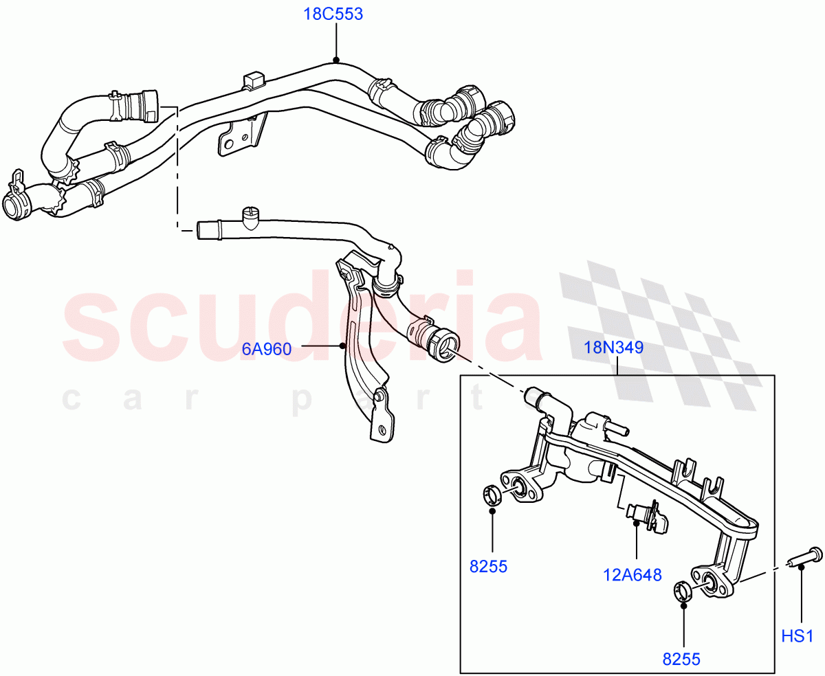 Heater Hoses (5.0L OHC SGDI SC V8 Petrol - AJ133, 5.0L OHC SGDI NA V8 Petrol - AJ133) ((V) FROMAA000001) of Land Rover Land Rover Range Rover Sport (2010-2013) [5.0 OHC SGDI NA V8 Petrol]