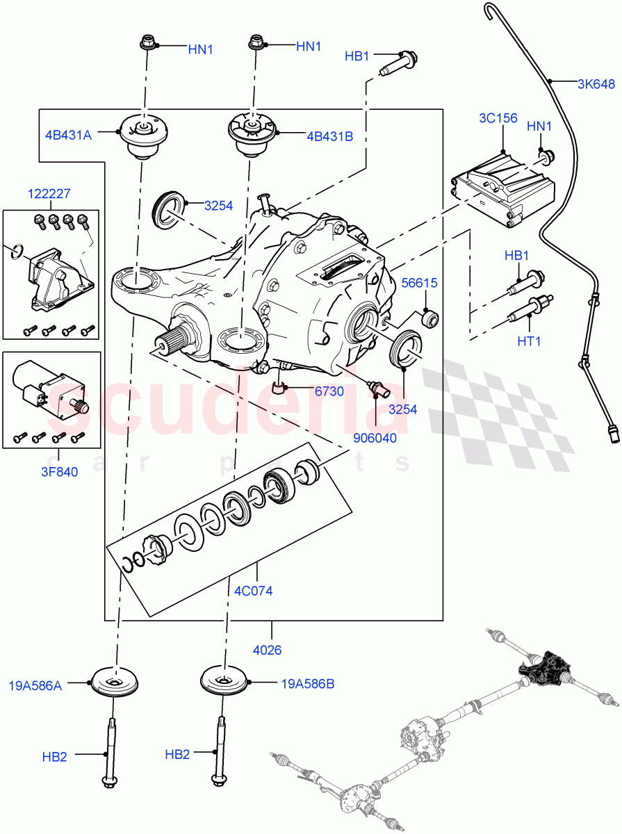 Rear Axle (With Petrol Engines, 8 Speed Auto Trans ZF 8HP45, Torque Vectoring By Braking (TVBB), 8 Speed Auto Trans ZF 8HP70 4WD, 4.4L DOHC DITC V8 Diesel, 3.0 V6 Diesel) ((V) TOGA999999) of Land Rover Land Rover Range Rover Sport (2014+) [3.0 I6 Turbo Diesel AJ20D6]