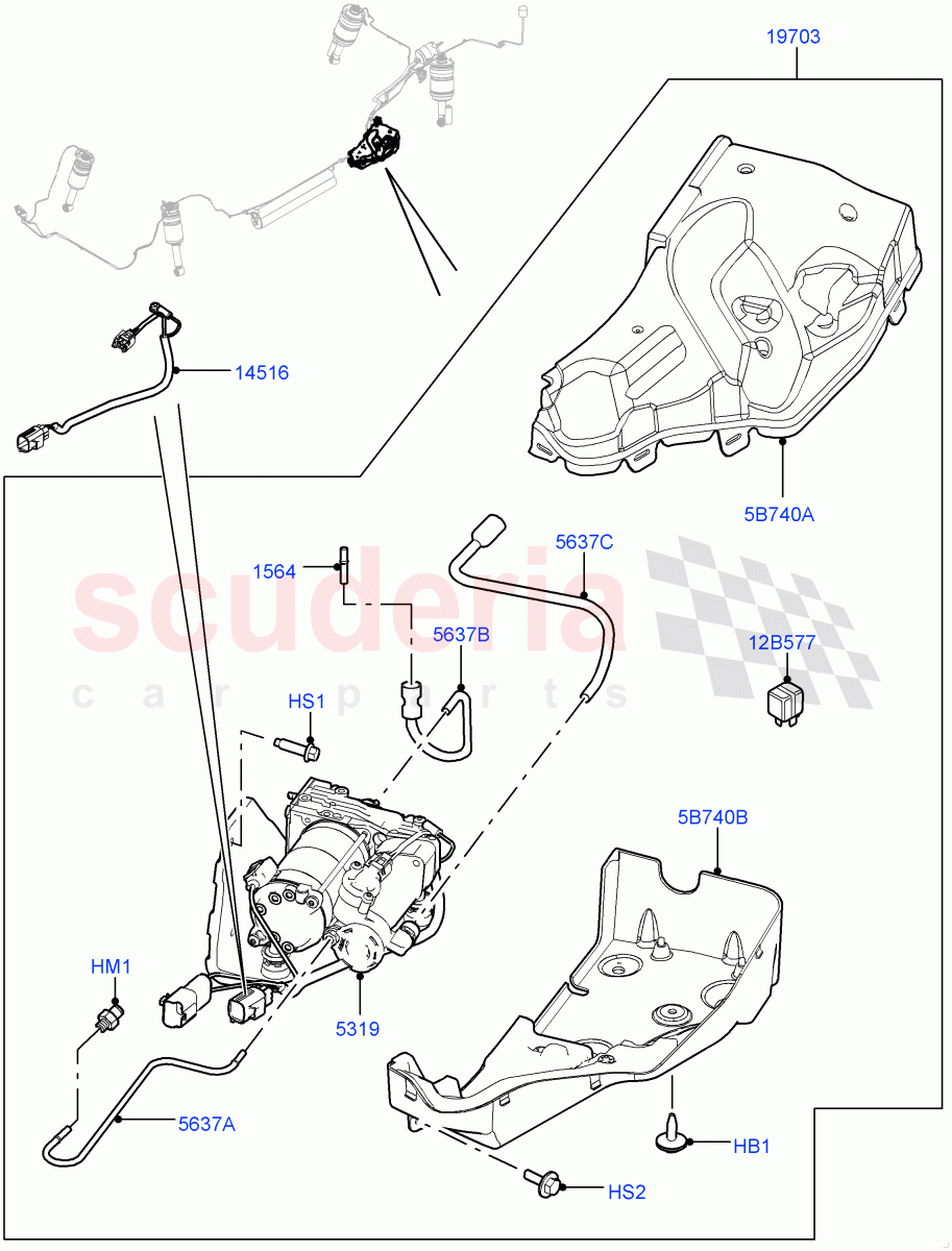 Air Suspension Compressor And Lines (Compressor Assy, Service Only) ((V) FROMAA000001, (V) TOCA638964) of Land Rover Land Rover Discovery 4 (2010-2016) [3.0 DOHC GDI SC V6 Petrol]