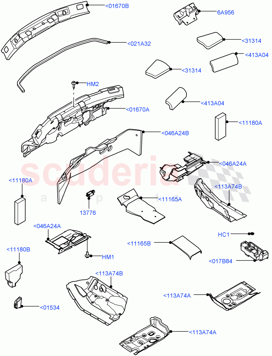 Insulators - Front (Passenger Compartment) of Land Rover Land Rover Range Rover Velar (2017+) [2.0 Turbo Diesel]