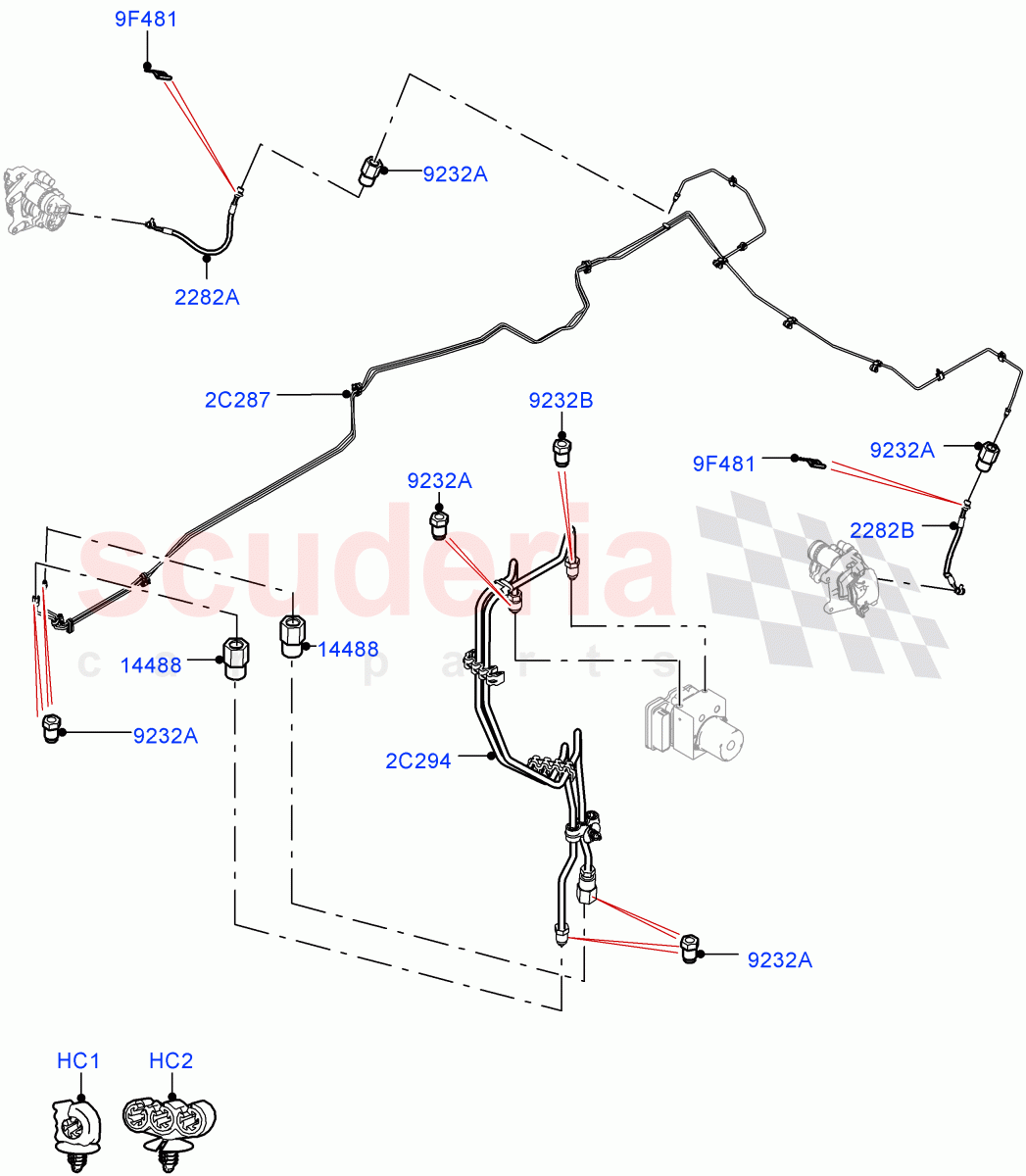 Rear Brake Pipes (LHD) ((V) TOLA999999) of Land Rover Land Rover Range Rover Velar (2017+) [3.0 DOHC GDI SC V6 Petrol]