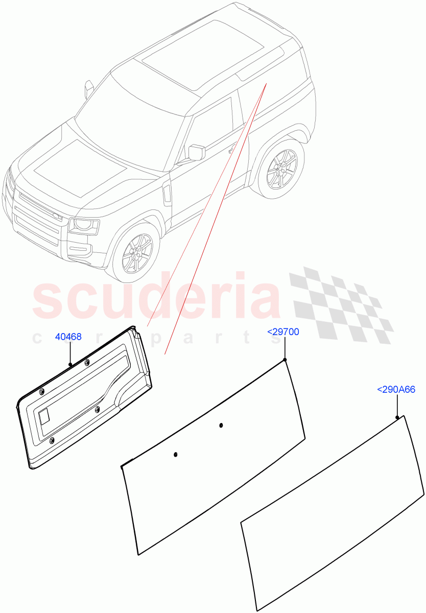 Quarter Windows (Commercial) (Short Wheelbase, Version - Commercial) ((V) FROMM2000001) of Land Rover Land Rover Defender (2020+) [3.0 I6 Turbo Diesel AJ20D6]