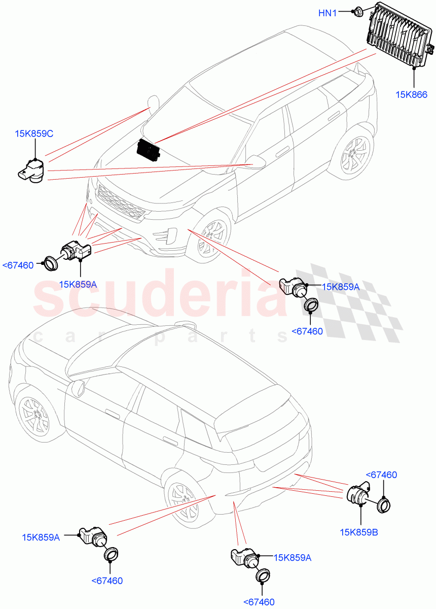 Parking Distance Control (Halewood (UK)) ((V) FROMMH000001) of Land Rover Land Rover Range Rover Evoque (2019+) [1.5 I3 Turbo Petrol AJ20P3]