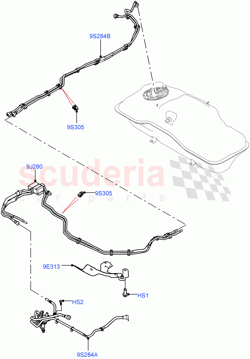 Fuel Lines (1.5L AJ20P3 Petrol High PHEV, Long Wheelbase, Changsu (China)) ((V) FROMMG575835) of Land Rover Land Rover Range Rover Evoque (2019+) [1.5 I3 Turbo Petrol AJ20P3]