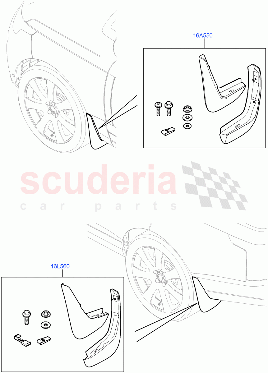 Mudflaps - Front & Rear (Accessory) of Land Rover Land Rover Range Rover (2012-2021) [3.0 Diesel 24V DOHC TC]