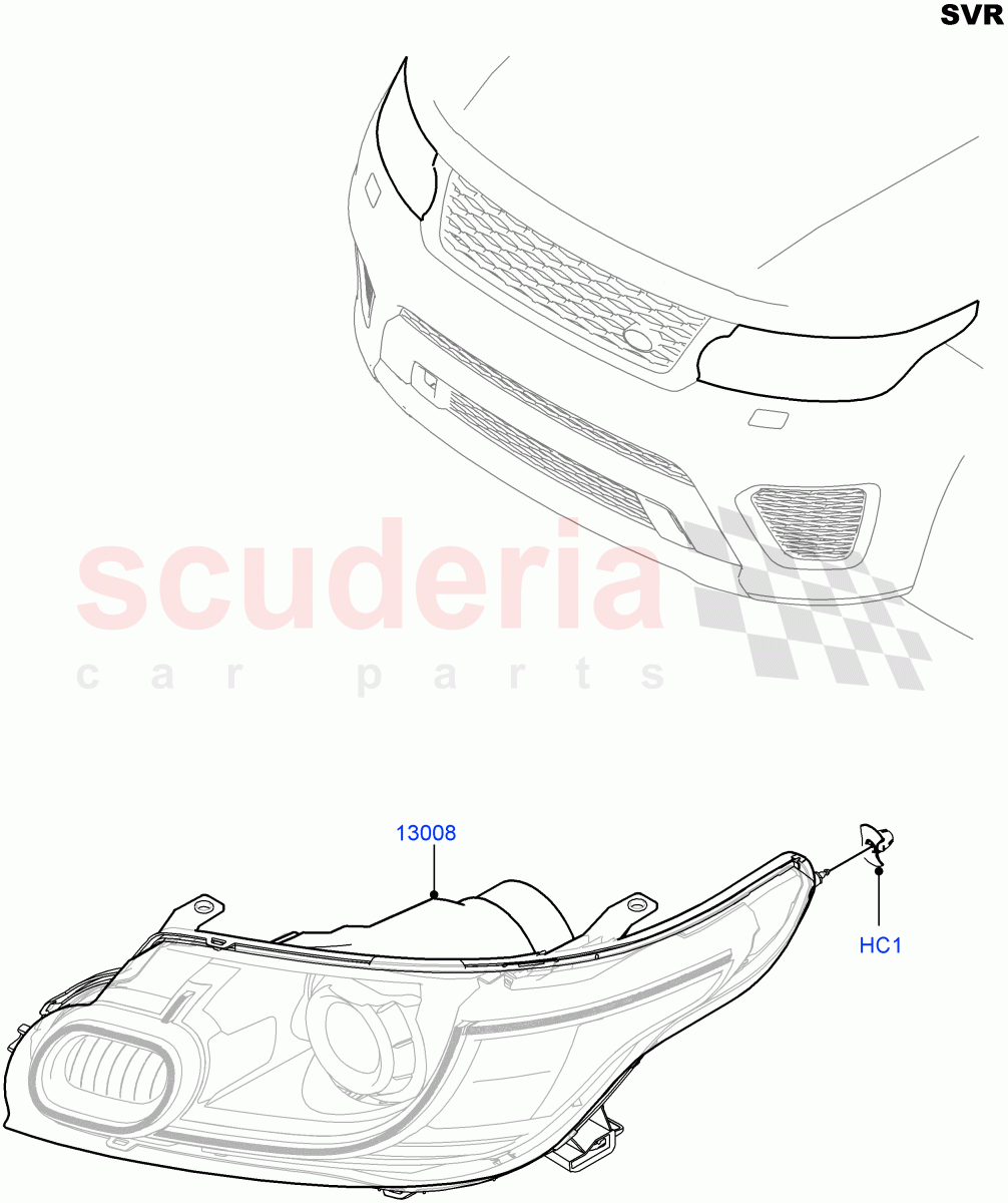 Headlamps And Front Flasher Lamps (SVR Version, SVR) ((V) FROMFA000001) of Land Rover Land Rover Range Rover Sport (2014+) [2.0 Turbo Petrol GTDI]