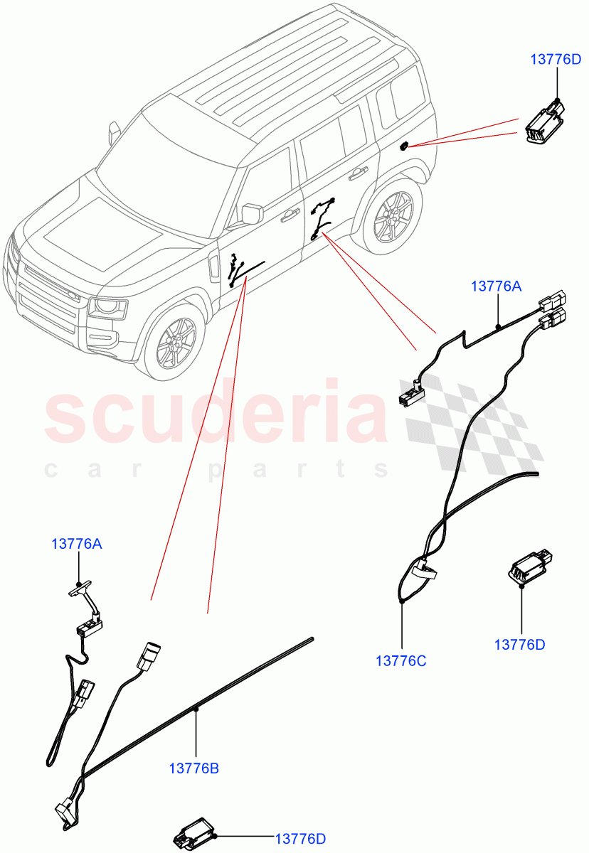 Interior Lamps (Door - Front/Rear) (Standard Wheelbase) of Land Rover Land Rover Defender (2020+) [5.0 OHC SGDI SC V8 Petrol]