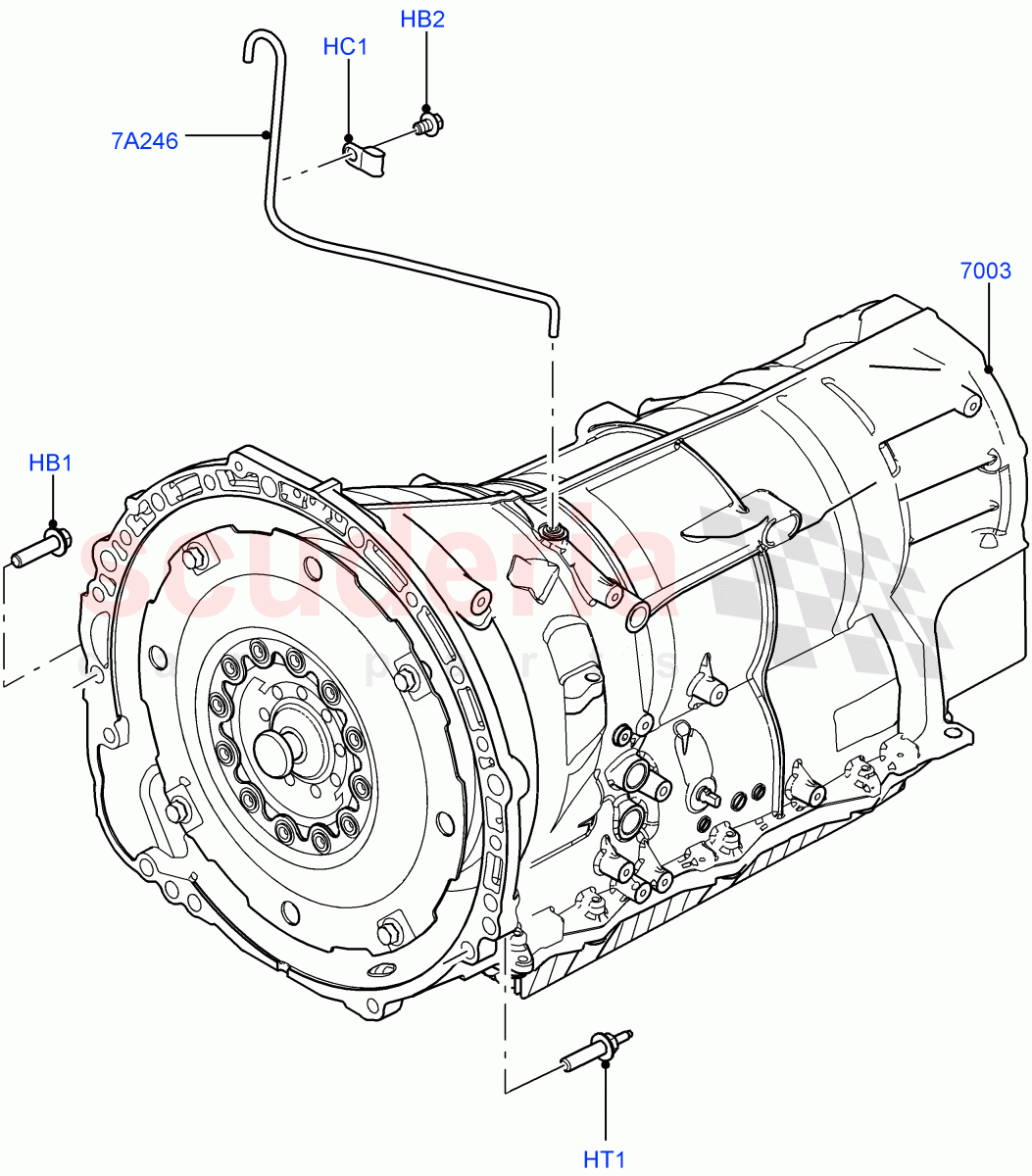Auto Trans Assy & Speedometer Drive (5.0L OHC SGDI SC V8 Petrol - AJ133, 8 Speed Auto Trans ZF 8HP70 4WD, 3.0L DOHC GDI SC V6 PETROL, 5.0L OHC SGDI NA V8 Petrol - AJ133, 5.0 Petrol AJ133 DOHC CDA, 5.0L P AJ133 DOHC CDA S/C Enhanced) ((V) FROMCA000001) of Land Rover Land Rover Range Rover Sport (2014+) [5.0 OHC SGDI SC V8 Petrol]