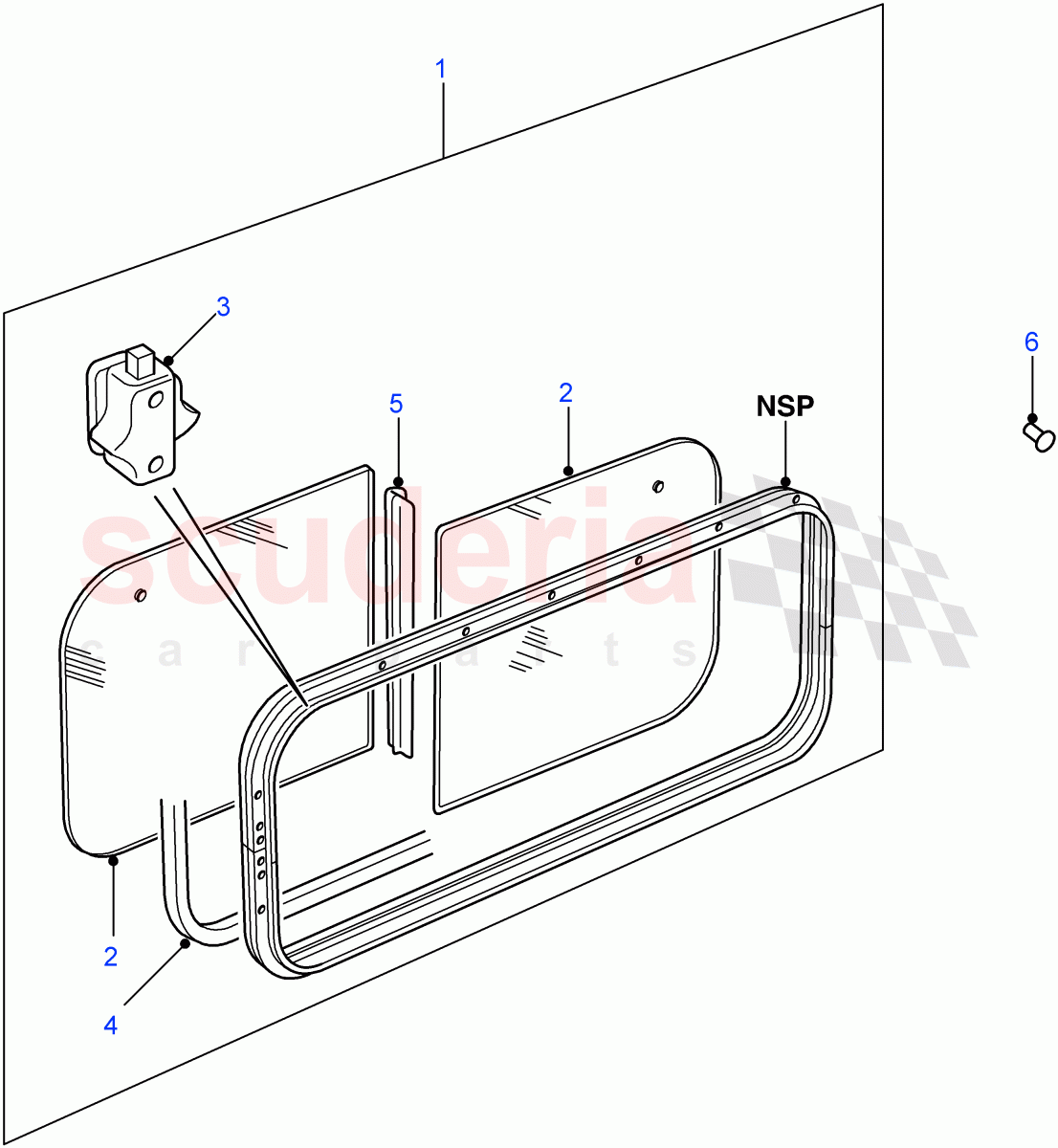 Side Window - Sliding (Hard Top, 110" Wheelbase, With Sliding Rear Side Window) ((V) FROM7A000001) of Land Rover Land Rover Defender (2007-2016)
