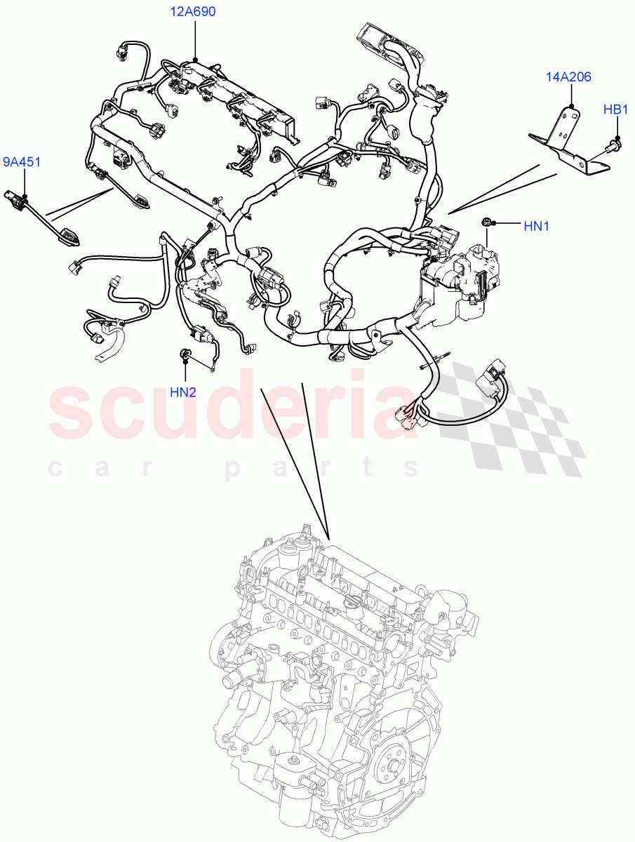 Electrical Wiring - Engine And Dash (Engine) (2.0L I4 DSL MID DOHC AJ200, Itatiaia (Brazil)) ((V) FROMGT000001, (V) TOHT999999) of Land Rover Land Rover Range Rover Evoque (2012-2018) [2.0 Turbo Diesel]