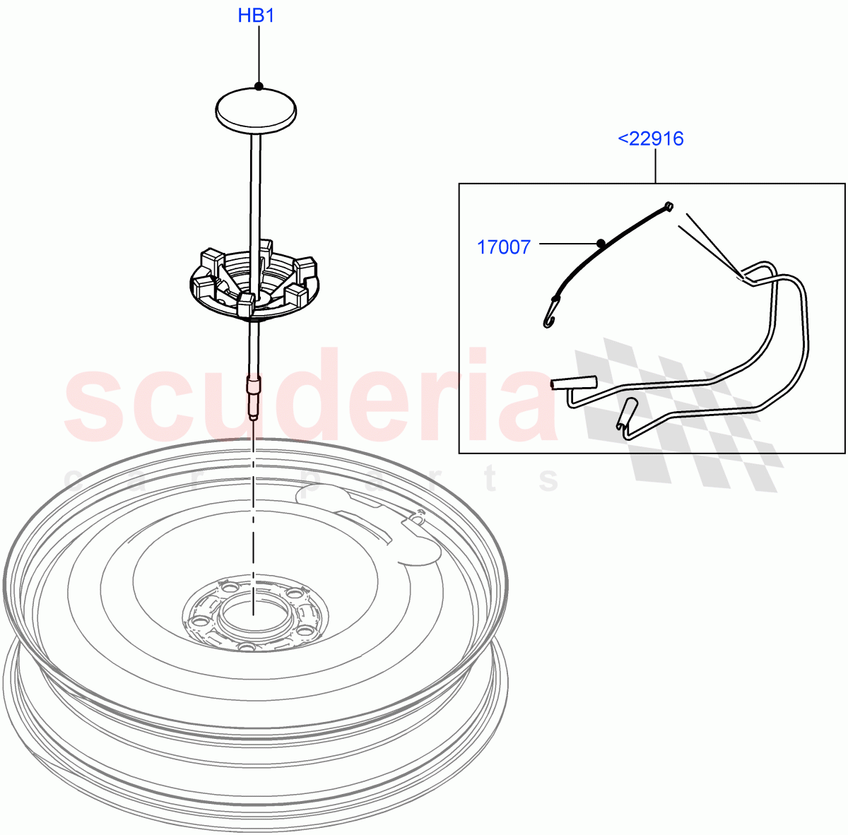 Spare Wheel Carrier (Halewood (UK), Spare Wheel - Reduced Section Steel) of Land Rover Land Rover Range Rover Evoque (2012-2018) [2.0 Turbo Petrol AJ200P]