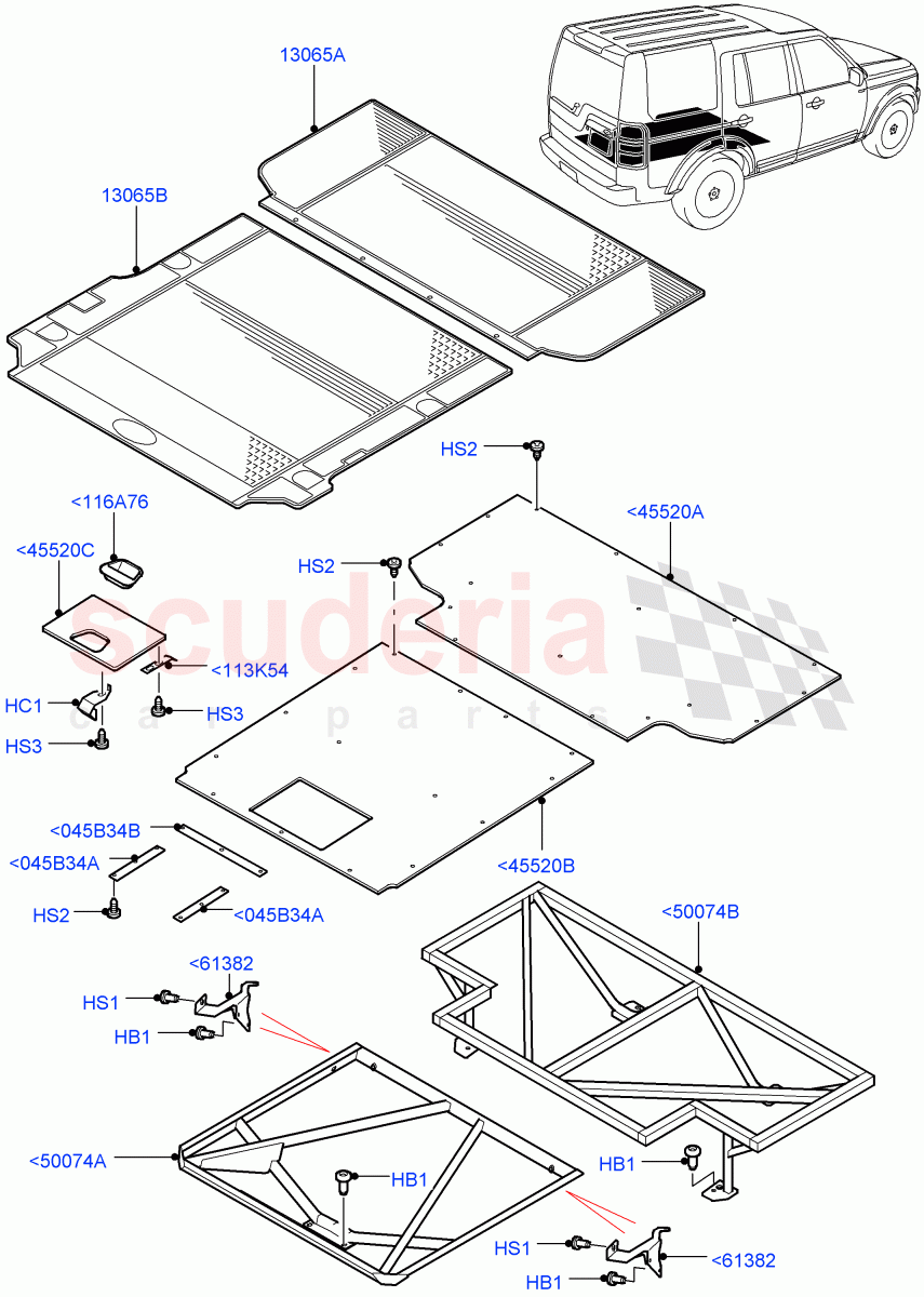 Load Compartment Trim (Commercial) (With 2 Seat Configuration) ((V) FROMAA000001) of Land Rover Land Rover Discovery 4 (2010-2016) [3.0 Diesel 24V DOHC TC]