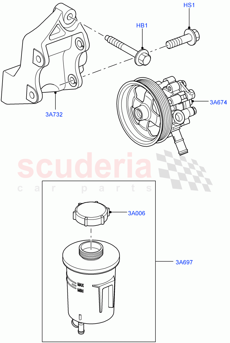 Power Steering Pump Mounting (AJ Petrol 4.4 V8 EFI (220KW), AJ Petrol 4.2 V8 Supercharged) ((V) TO9A999999) of Land Rover Land Rover Range Rover Sport (2005-2009) [2.7 Diesel V6]