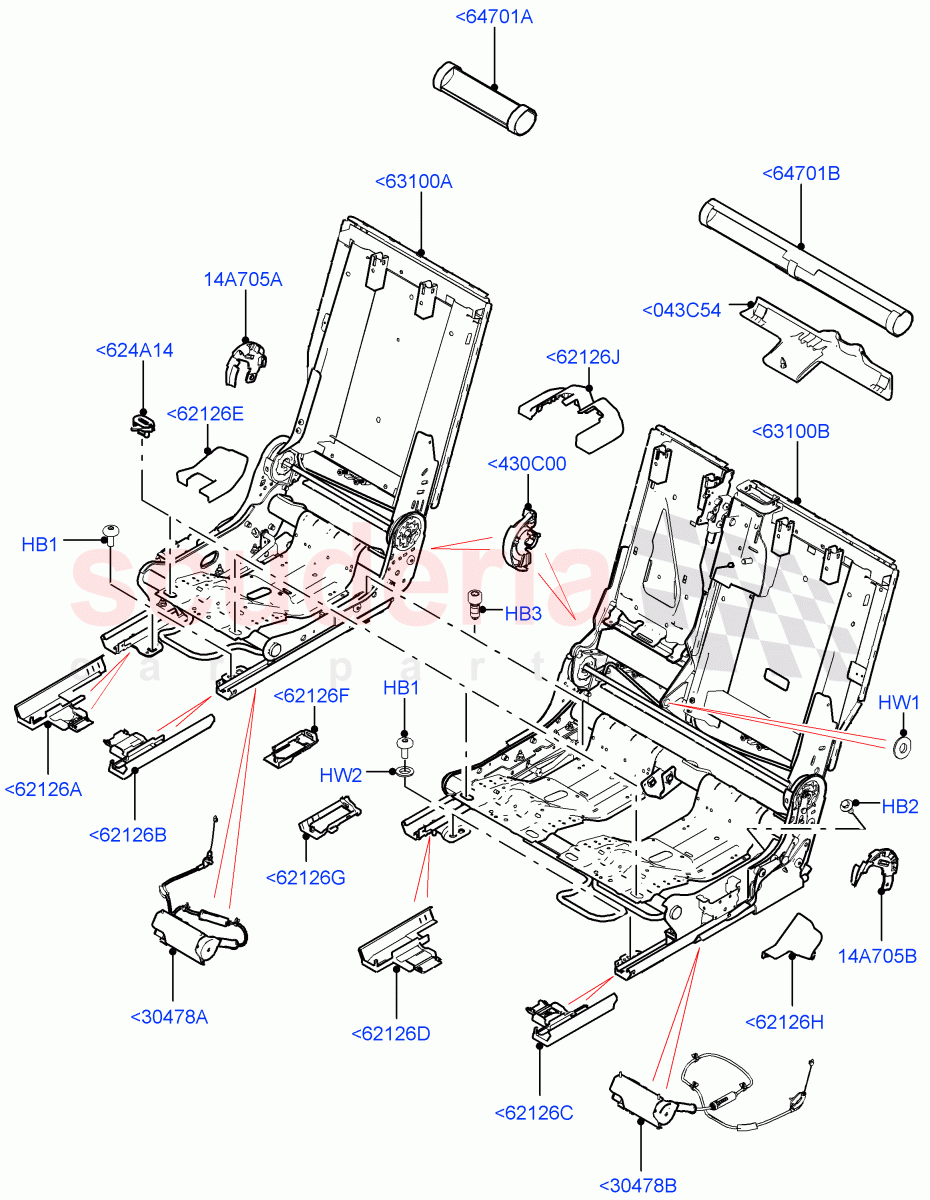 Rear Seat Base (Changsu (China), 60/40 Load Through With Slide) ((V) FROMFG000001) of Land Rover Land Rover Discovery Sport (2015+) [2.0 Turbo Petrol GTDI]