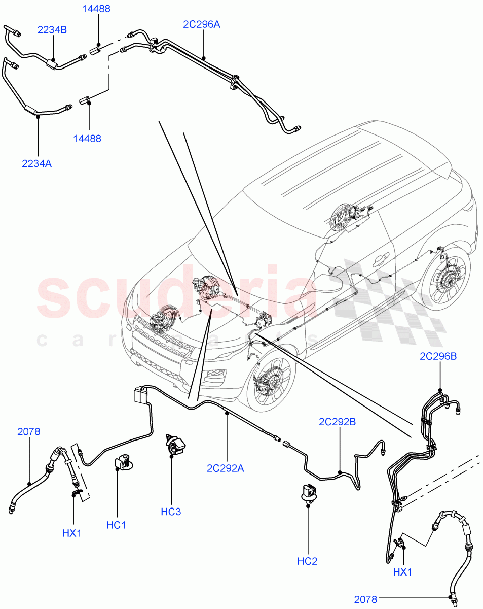 Front Brake Pipes (RHD, Halewood (UK)) ((V) FROMEH000001) of Land Rover Land Rover Range Rover Evoque (2012-2018) [2.2 Single Turbo Diesel]