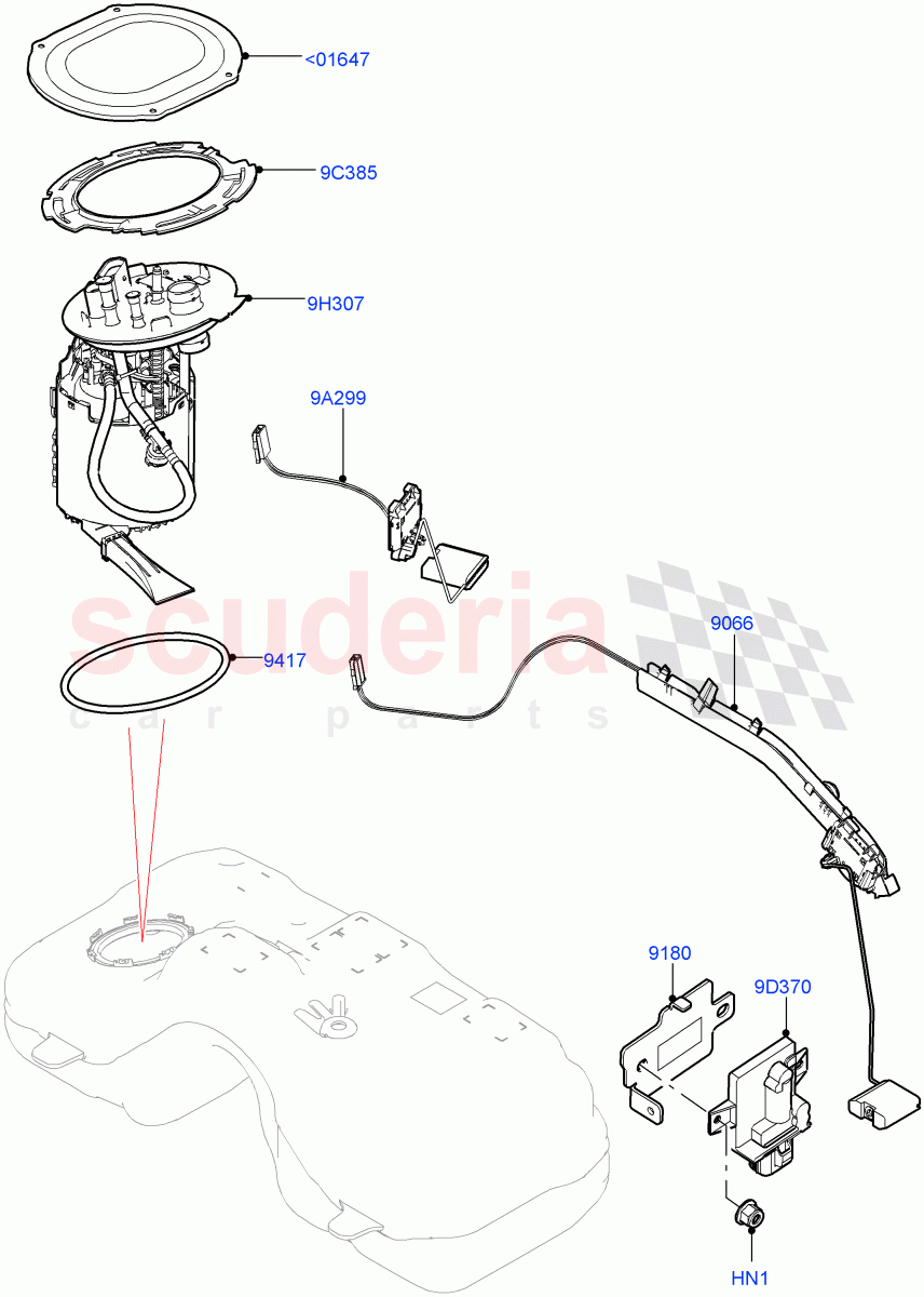 Fuel Pump And Sender Unit (2.0L AJ20P4 Petrol High PTA, Halewood (UK), 2.0L AJ20P4 Petrol Mid PTA, 2.0L AJ20P4 Petrol E100 PTA) of Land Rover Land Rover Range Rover Evoque (2019+) [2.0 Turbo Petrol AJ200P]