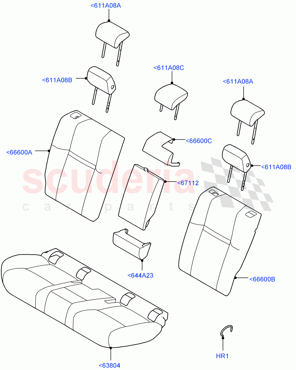 Rear Seat Covers (Sustainable Textile, Itatiaia (Brazil)) of Land Rover Land Rover Range Rover Evoque (2019+) [1.5 I3 Turbo Petrol AJ20P3]