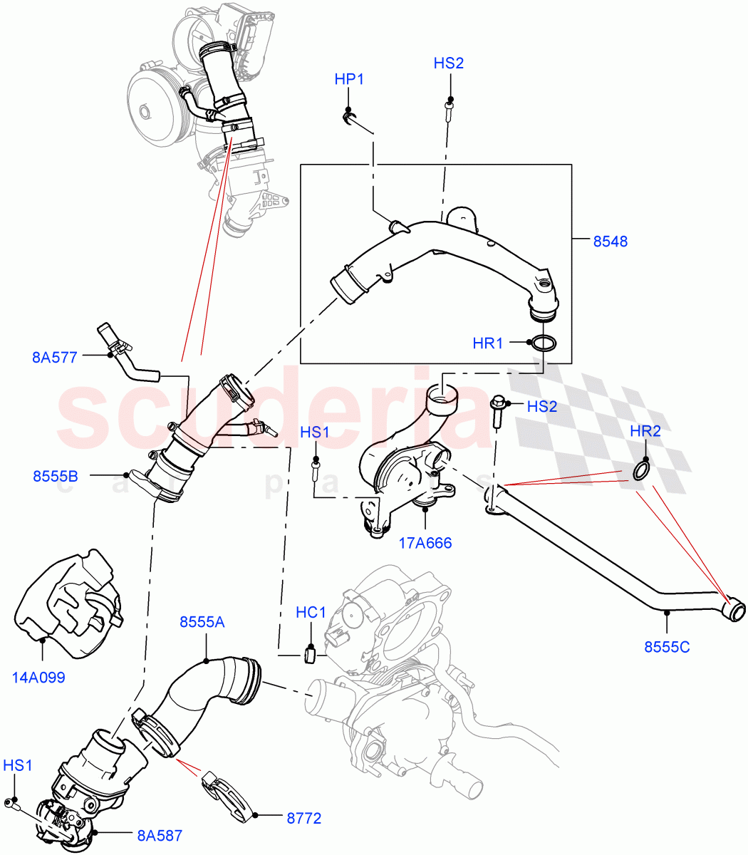 Thermostat/Housing & Related Parts (5.0 Petrol AJ133 DOHC CDA) ((V) FROMJA000001, (V) TOJA999999) of Land Rover Land Rover Range Rover Sport (2014+) [5.0 OHC SGDI SC V8 Petrol]