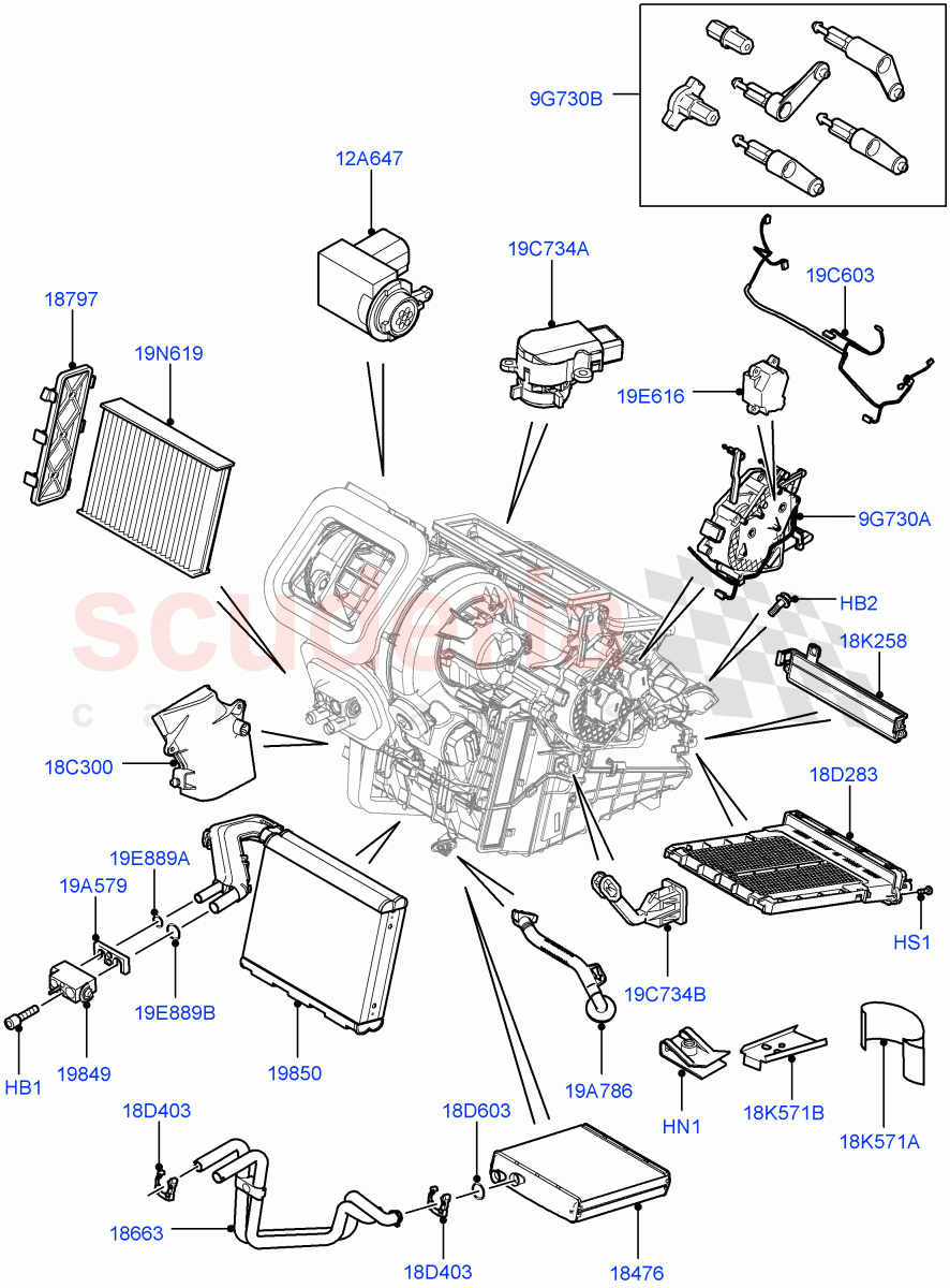 Heater/Air Cond.Internal Components (Main Unit) (Itatiaia (Brazil)) ((V) FROMGT000001, (V) TOKT999999) of Land Rover Land Rover Discovery Sport (2015+) [2.0 Turbo Diesel AJ21D4]