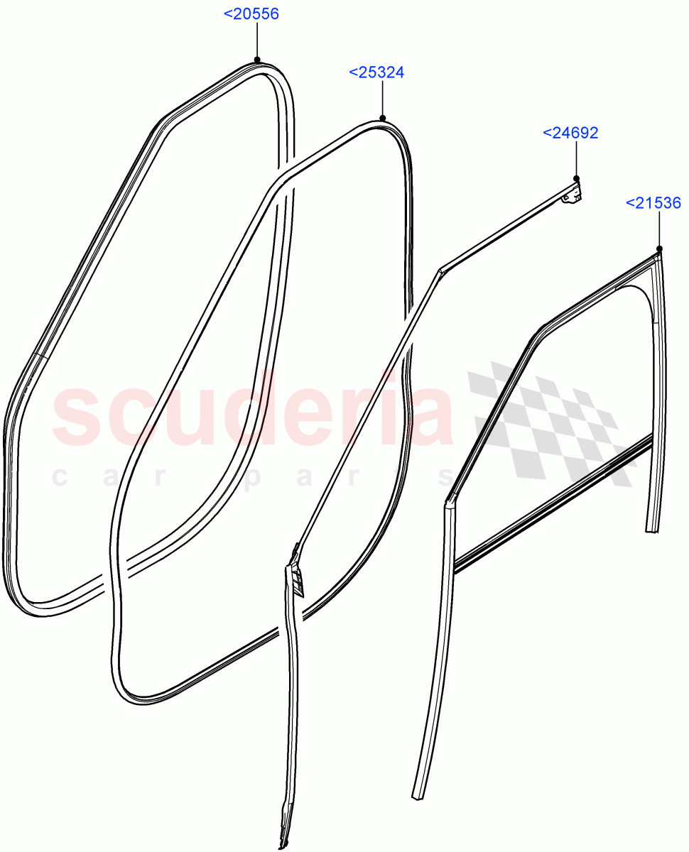 Front Doors, Hinges & Weatherstrips (Seal) of Land Rover Land Rover Range Rover Velar (2017+) [3.0 Diesel 24V DOHC TC]