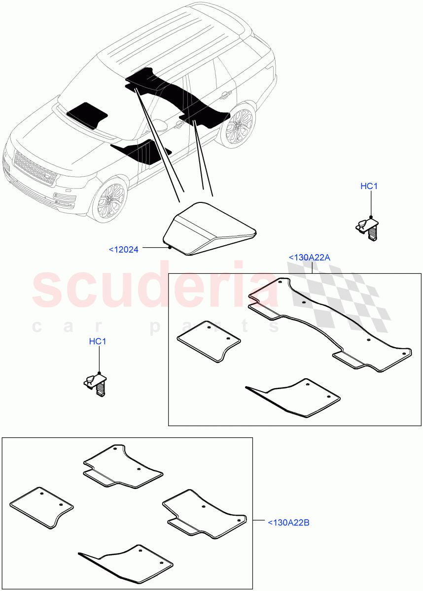 Floor Trim (Floor Mats) (Armoured, Less Version Package, Version - Core) of Land Rover Land Rover Range Rover (2012-2021) [5.0 OHC SGDI NA V8 Petrol]