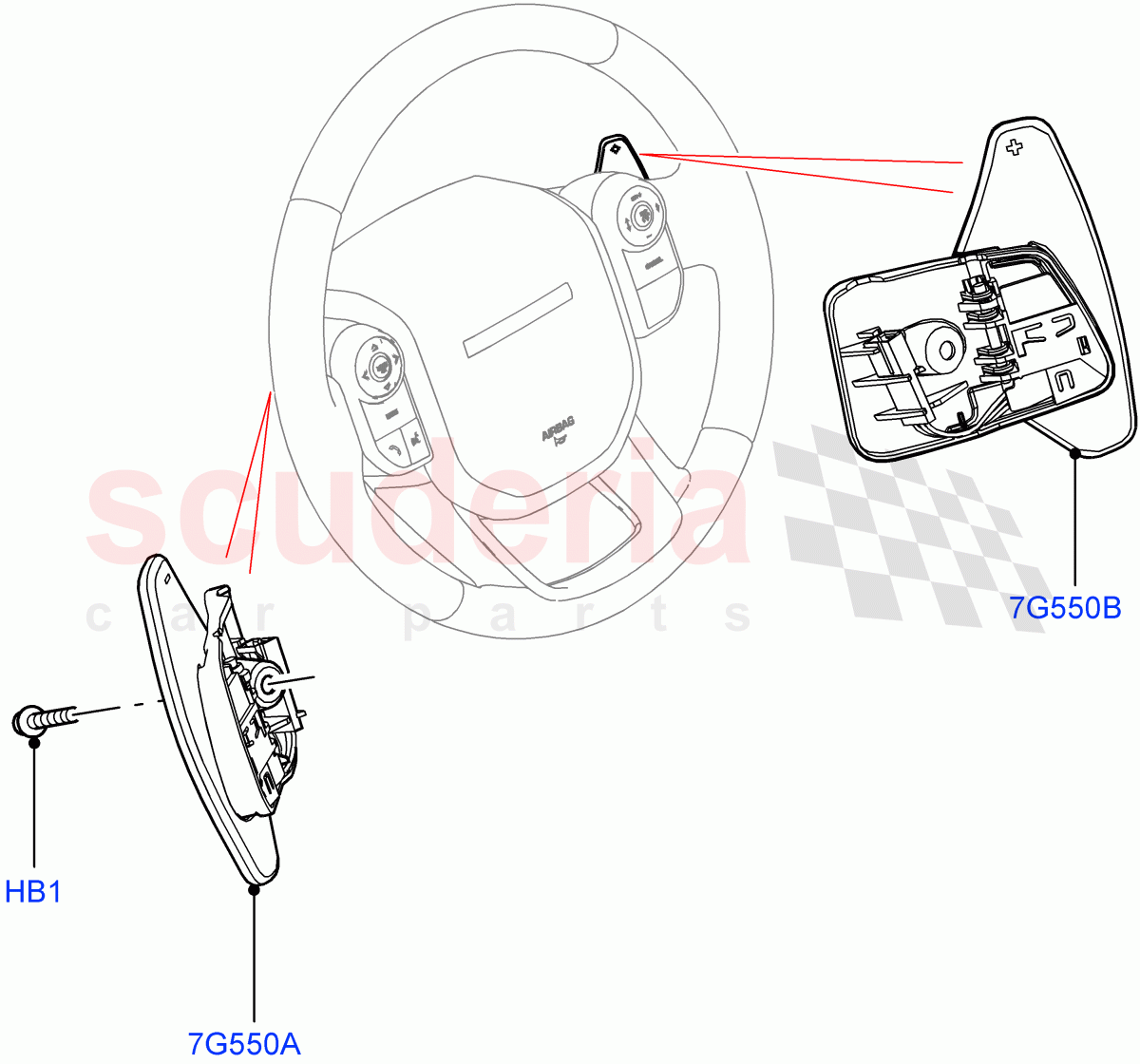 Gear Change-Automatic Transmission (Steering Wheel) (9 Speed Auto Trans 9HP50, Changsu (China), Paddle Shift, Paddle Shift - Noble) ((V) FROMKG006088) of Land Rover Land Rover Range Rover Evoque (2019+) [2.0 Turbo Diesel AJ21D4]