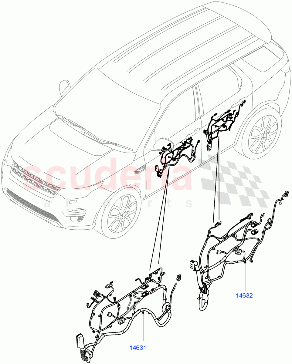 Wiring - Body Closures (Front And Rear Doors) (Changsu (China)) ((V) FROMHG379388, (V) TOKG446856) of Land Rover Land Rover Discovery Sport (2015+) [2.0 Turbo Diesel]