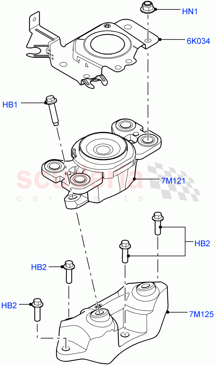 Transmission Mounting (2.0L I4 DSL MID DOHC AJ200, 9 Speed Auto AWD, Itatiaia (Brazil), 2.0L I4 DSL HIGH DOHC AJ200) ((V) FROMGT000001) of Land Rover Land Rover Discovery Sport (2015+) [2.0 Turbo Petrol GTDI]