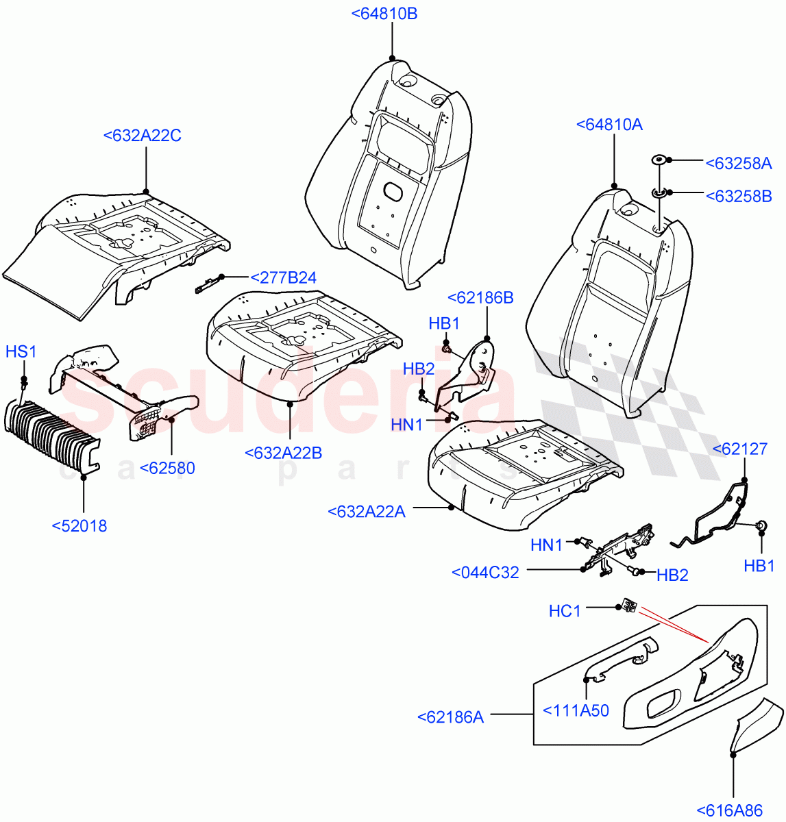 Front Seat Pads/Valances & Heating (Pads/Valances) (Version - Core, Non SVR) ((V) FROMJA000001) of Land Rover Land Rover Range Rover Sport (2014+) [3.0 I6 Turbo Petrol AJ20P6]