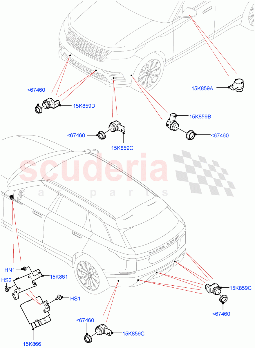 Parking Distance Control ((V) TOLA999999) of Land Rover Land Rover Range Rover Velar (2017+) [3.0 I6 Turbo Petrol AJ20P6]