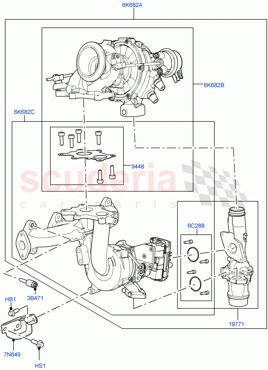 Turbocharger (Nitra Plant Build) (2.0L I4 DSL HIGH DOHC AJ200) ((V) FROMK2000001) of Land Rover Land Rover Defender (2020+) [2.0 Turbo Diesel]