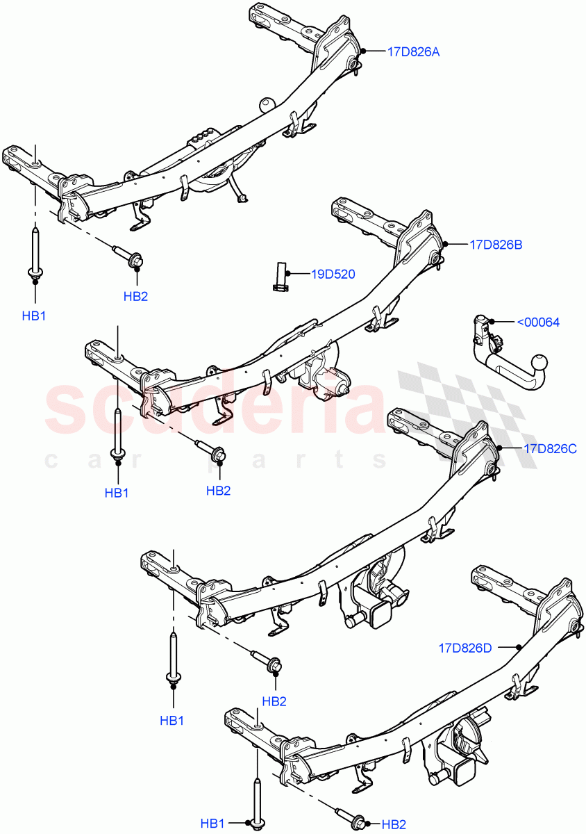 Tow Bar (Halewood (UK), Tow Hitch Elec Deployable Swan Neck, Tow Hitch Man Detachable Swan Neck, Tow Hitch Receiver 12 Pin Elec, Tow Hitch Receiver NAS) ((V) FROMLH000001) of Land Rover Land Rover Discovery Sport (2015+) [1.5 I3 Turbo Petrol AJ20P3]