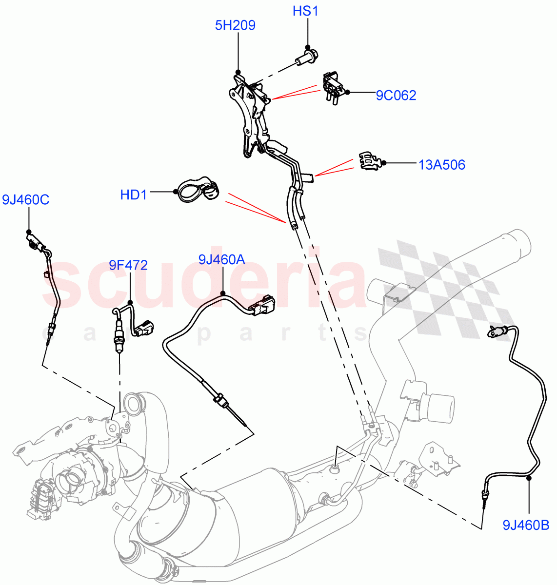 Exhaust Sensors And Modules (3.0 V6 D Gen2 Mono Turbo, Stage V Plus DPF, Proconve L6 Emissions) ((V) FROMFA000001) of Land Rover Land Rover Range Rover (2012-2021) [3.0 Diesel 24V DOHC TC]