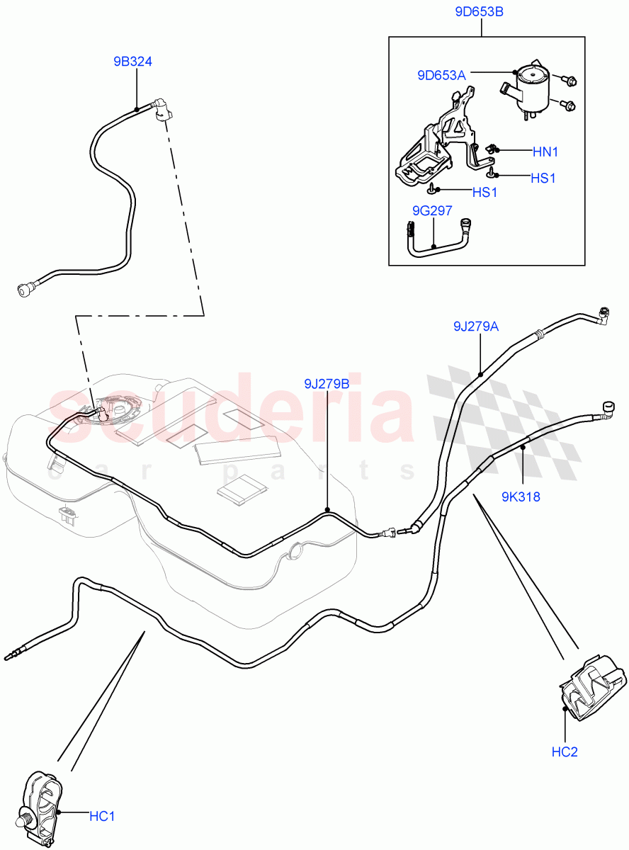 Fuel Lines (2.0L 16V TIVCT T/C 240PS Petrol, Itatiaia (Brazil)) ((V) FROMGT000001) of Land Rover Land Rover Discovery Sport (2015+) [2.0 Turbo Petrol GTDI]