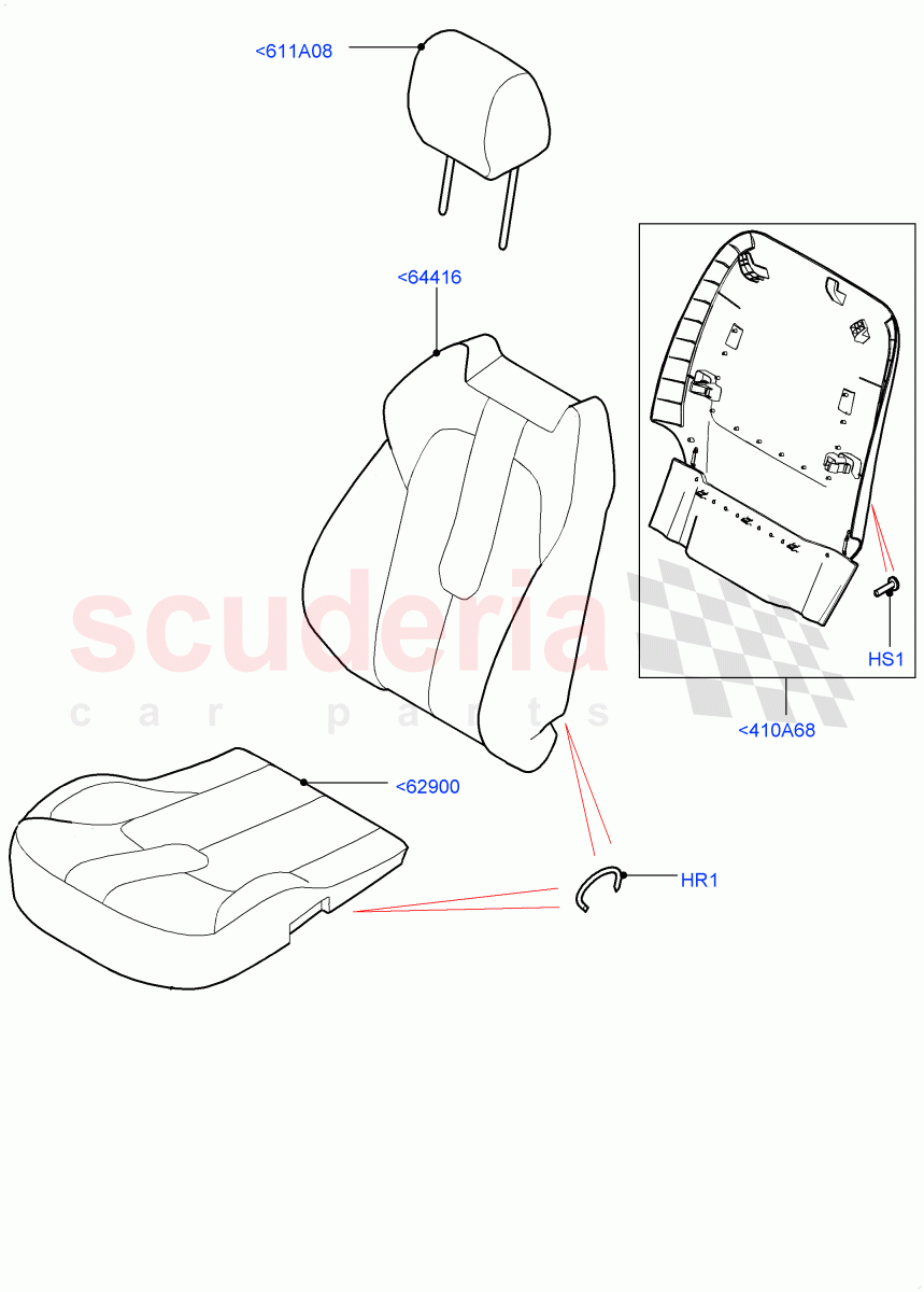 Front Seat Covers (Taurus Leather, Changsu (China), Seat - Standard) ((V) FROMEG000001) of Land Rover Land Rover Range Rover Evoque (2012-2018) [2.0 Turbo Petrol AJ200P]