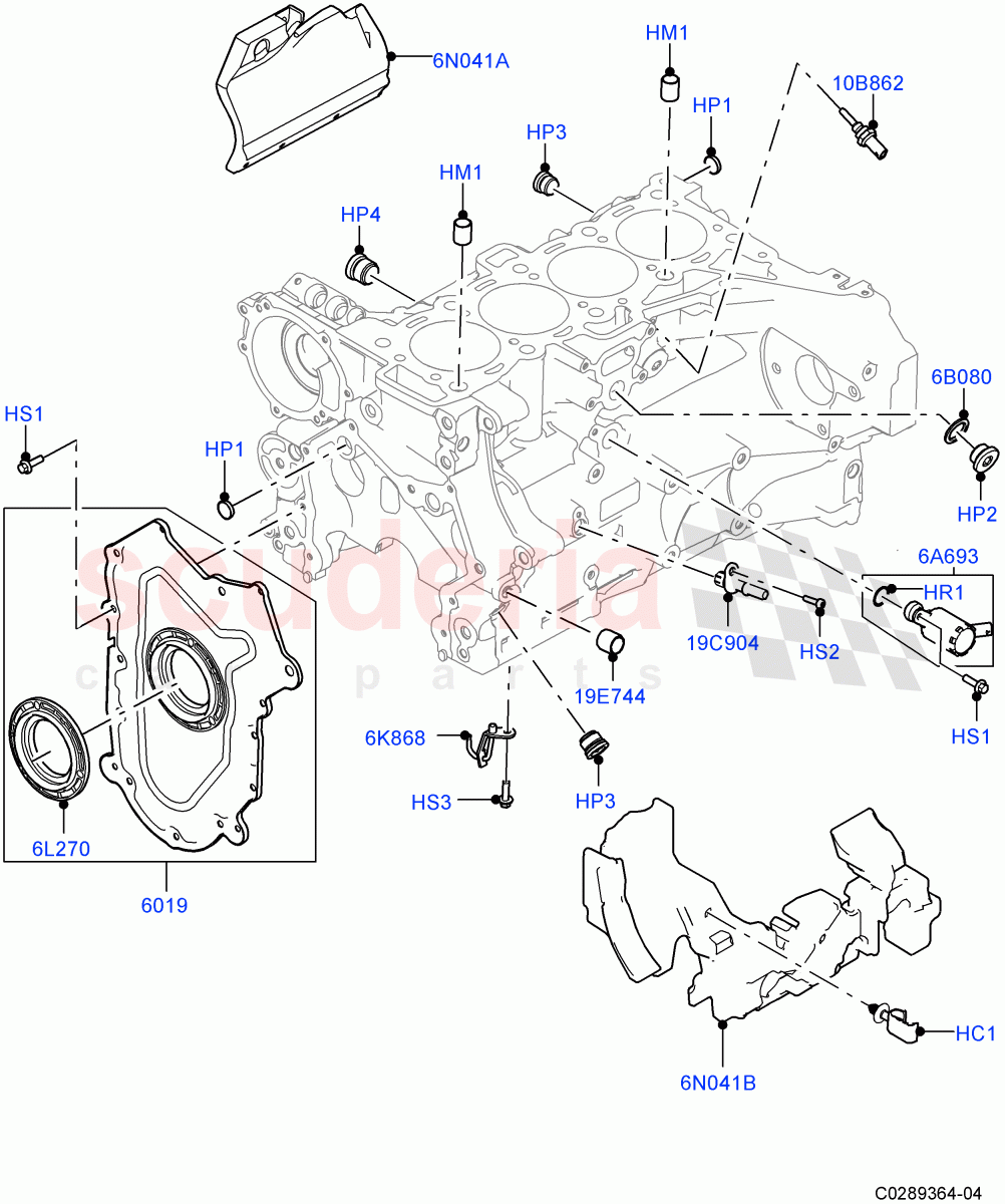 Cylinder Block And Plugs (Nitra Plant Build) (2.0L I4 DSL HIGH DOHC AJ200) ((V) FROMK2000001) of Land Rover Land Rover Discovery 5 (2017+) [2.0 Turbo Diesel]