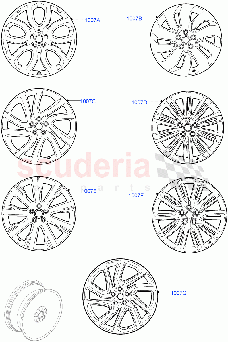 Wheels (Nitra Plant Build) ((V) FROMK2000001, (V) TOL2999999) of Land Rover Land Rover Discovery 5 (2017+) [3.0 Diesel 24V DOHC TC]