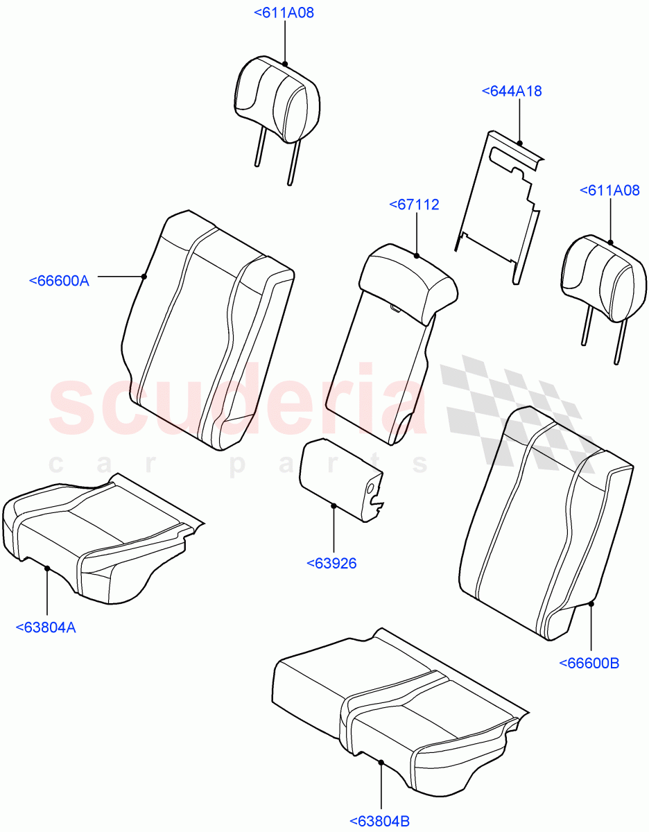 Rear Seat Covers (Semi Aniline Leathr Pinestripe Perf, With 60/40 Power Fold Thru Rr Seat) of Land Rover Land Rover Range Rover (2012-2021) [5.0 OHC SGDI SC V8 Petrol]