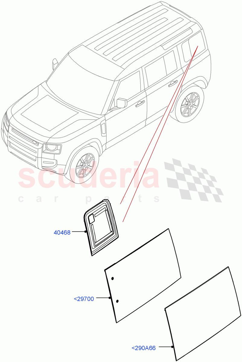 Quarter Windows (Commercial) (Standard Wheelbase, Version - Commercial) ((V) FROMM2000001) of Land Rover Land Rover Defender (2020+) [3.0 I6 Turbo Petrol AJ20P6]