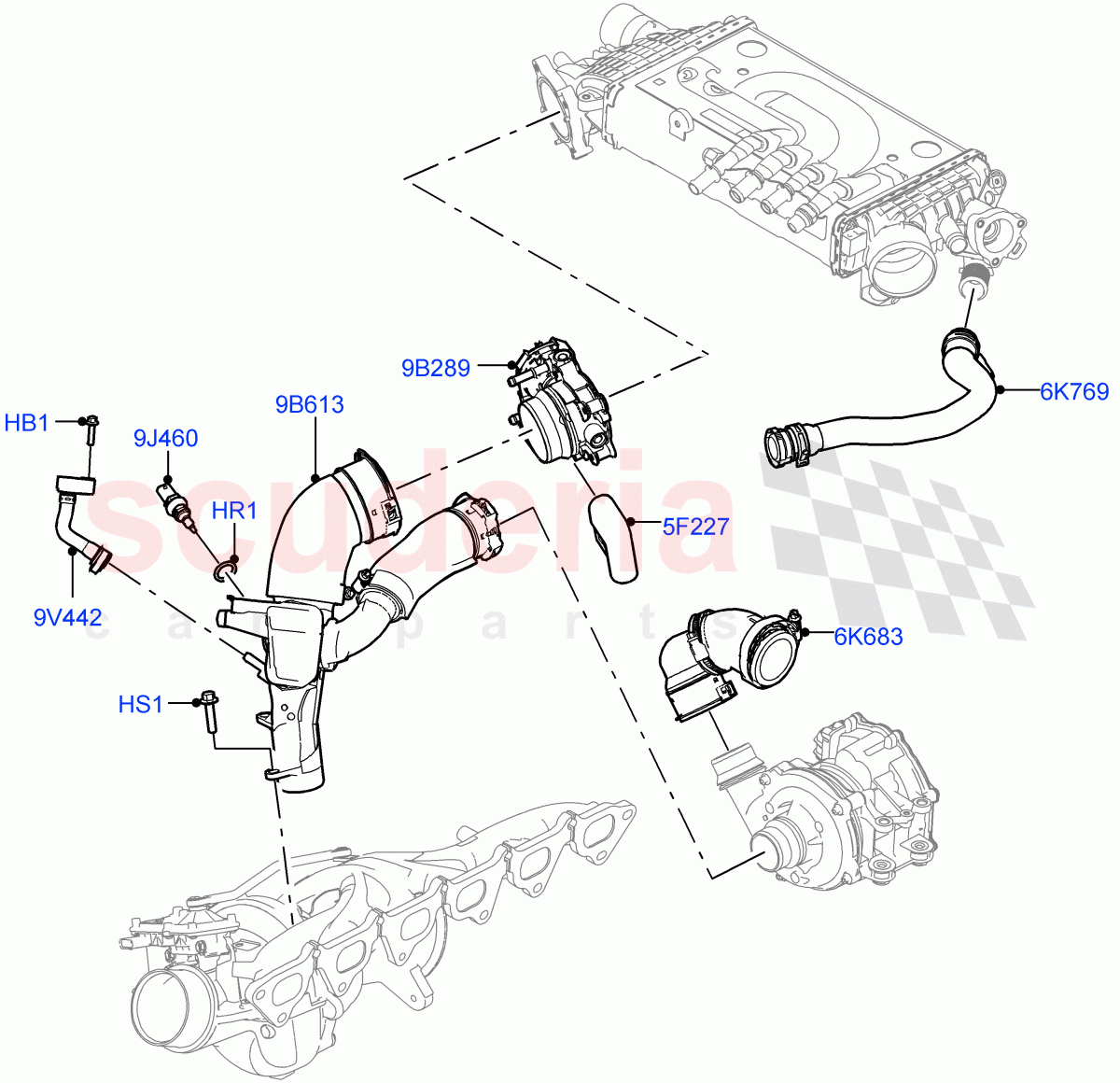 Intercooler/Air Ducts And Hoses (Air Ducts And Hoses) (3.0L AJ20P6 Petrol High) of Land Rover Land Rover Range Rover (2022+) [3.0 I6 Turbo Petrol AJ20P6]