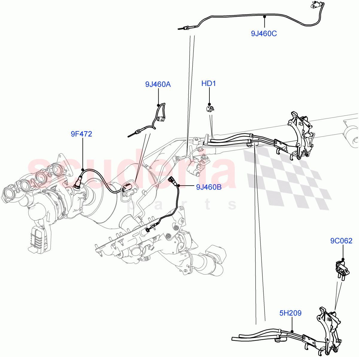 Exhaust System (Exhaust System Sensors) (4.4L DOHC DITC V8 Diesel, Proconve L6 Emissions, Stage V Plus DPF) ((V) FROMGA000001) of Land Rover Land Rover Range Rover (2012-2021) [4.4 DOHC Diesel V8 DITC]
