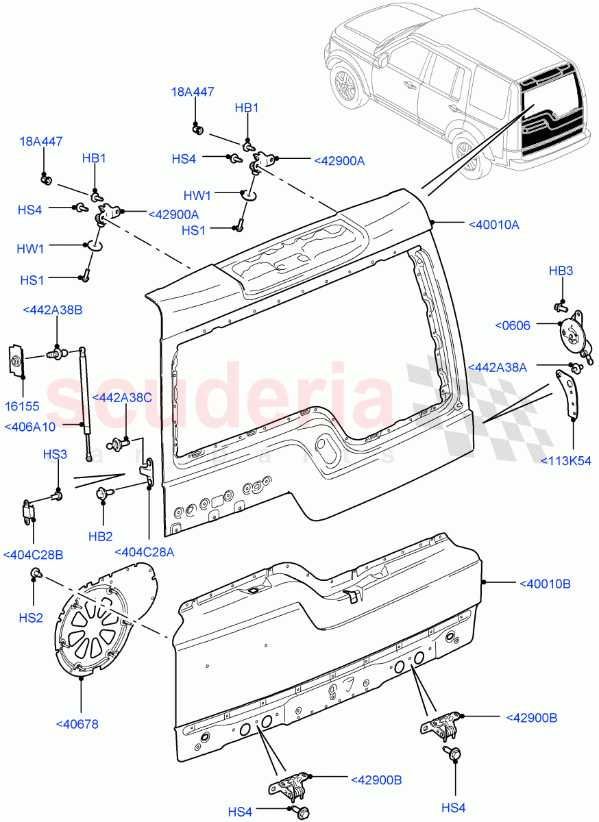 Luggage Compartment Door (Door And Fixings) ((V) FROMAA000001) of Land Rover Land Rover Discovery 4 (2010-2016) [3.0 Diesel 24V DOHC TC]