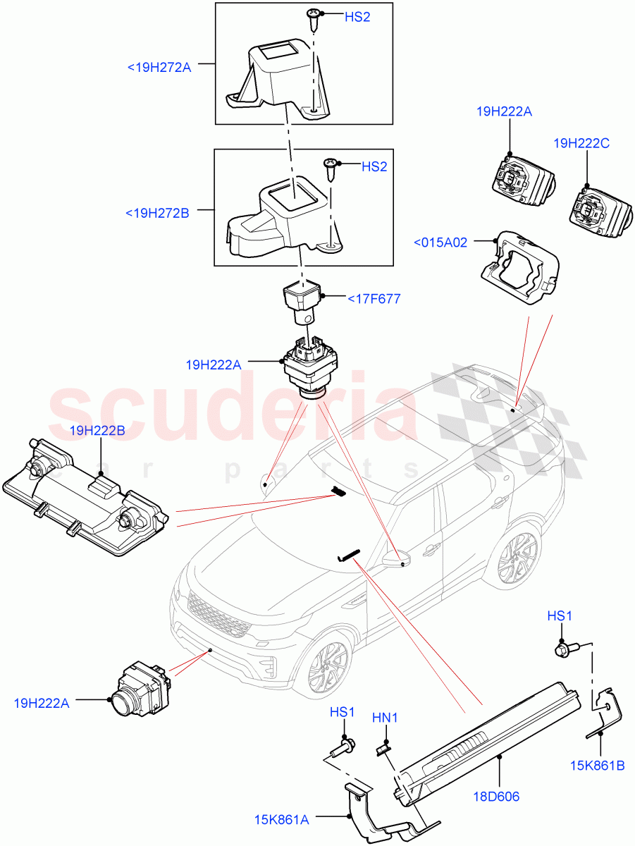 Camera Equipment (Solihull Plant Build) ((V) FROMHA000001, (V) TOHA999999) of Land Rover Land Rover Discovery 5 (2017+) [3.0 DOHC GDI SC V6 Petrol]