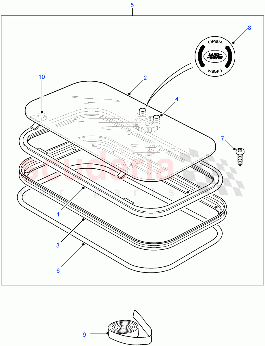 Sunroof (With Tilt & Slide Sunroof) ((V) FROM7A000001) of Land Rover Land Rover Defender (2007-2016)