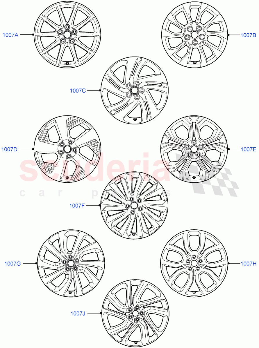 Spare Wheel (Halewood (UK), With 17" Alloy Spare Wheel, 20" Full Size Spare Wheel, 18" Full Size Spare Wheel, 19" Full Size Spare Wheel, With Conventional Alloy Spare Wheel, 21" Full Size Spare Wheel) ((V) FROMLH000001) of Land Rover Land Rover Discovery Sport (2015+) [2.0 Turbo Petrol GTDI]