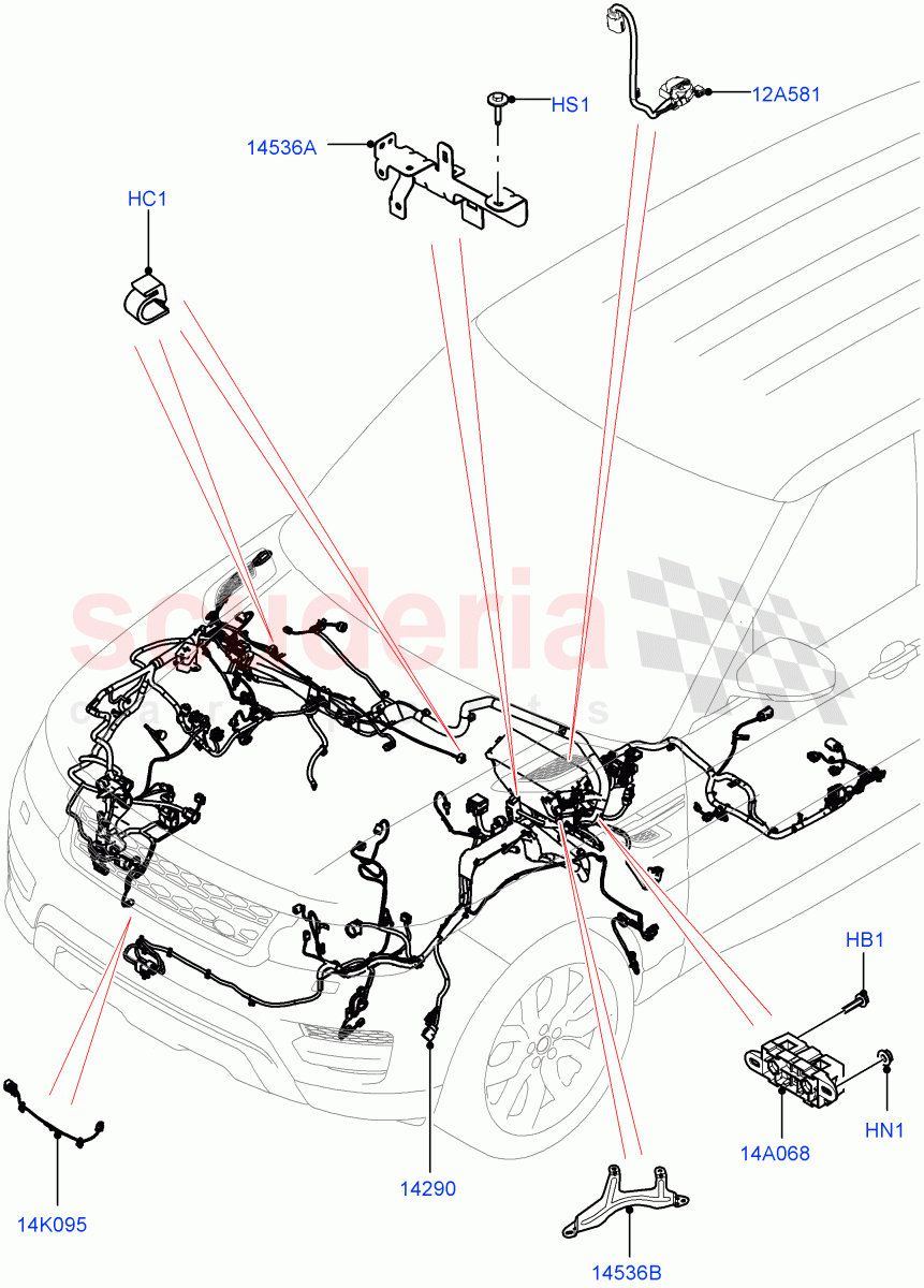 Electrical Wiring - Engine And Dash (Engine Compartment) ((V) FROMHA000001) of Land Rover Land Rover Range Rover Sport (2014+) [3.0 I6 Turbo Petrol AJ20P6]